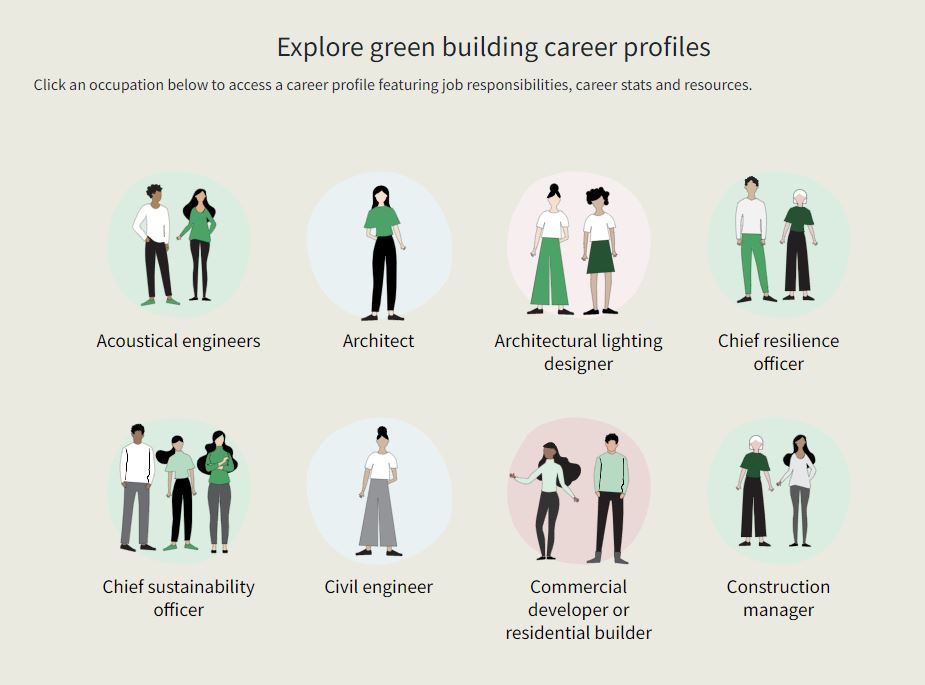 Screenshot of green building careers